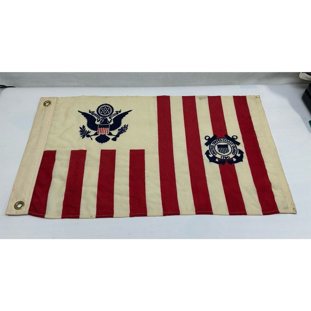 Vintage Paramount US Coast Guard Flag Wool Nautical Maritime USCG Military